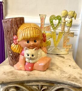 Vintage Lot Pink Earring Holder And Pencil Cup Vase Circa 1970’s Decor