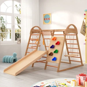 Spielturm Kletterspielzeug Kinder Klettergerüst Kletterturm mit Rutsche Schaukel - Bild 1 von 11