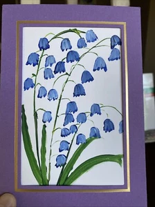 Abstrakte Blumen, Glockenblumen, 4/6 handgemalt auf Papier, - Bild 1 von 6