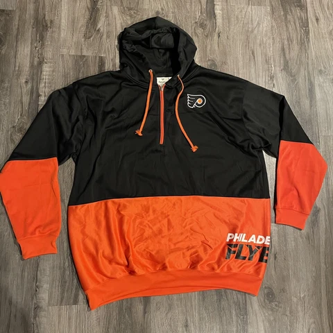 Philadelphia Flyers Hoodie Mens 4XLT 1/4 Quarter Zip Black Orange Fanatics NHL Cover
