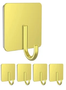 Docrok selbstklebende Handtuchhaken 5er Pack gold Wandhalterung ohne Bohren NEU - Bild 1 von 4