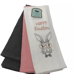 Bauernhaus Ostern Küchentücher Frühling Urlaub Hase Kaninchen Wohndeko rosa grau - Bild 1 von 6