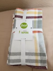 Food Network plaid 4pk woven napkins, 60% cotton, 40% polyester 20×20in, multi - Picture 1 of 4