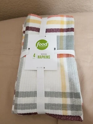 Food Network plaid 4pk woven napkins,  60% cotton, 40% polyester  20×20in, multi - Image 1 of 4