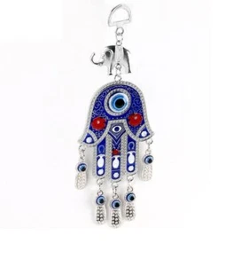 Feng Shui Vastu Blue Glass Evil Eye Door Hanging Nazar Suraksha, Pack of 1 - Picture 1 of 6