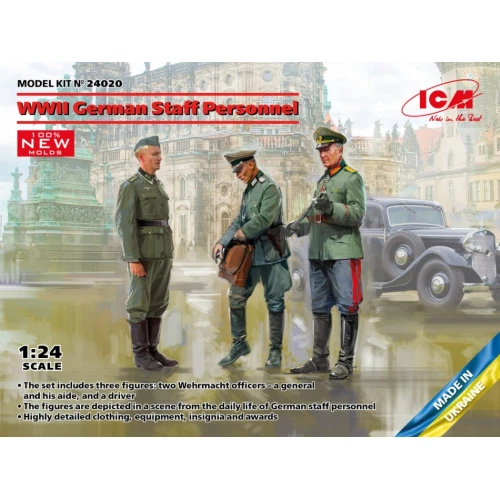 WWII GERMAN STAF PERSONNEL KIT 1:24 Icm Kit Figure Militari Modellino Nuovo - Immagine 1 di 1