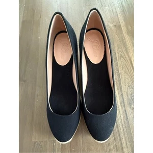 J. Crew Black Wedge Espadrille NWOT Size 9.5 Womens Summer Spring - Picture 1 of 6