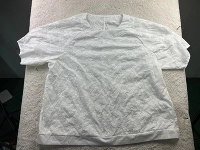 Women's White Embroidered Floral Top 5XL Cotton Short Sleeve Blouse - Image 1 of 4