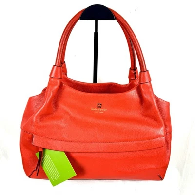 Kate Spade Stevie Leather Purse Grant Park Red Geranium Handbag Satchel NWT - Image 1 of 4