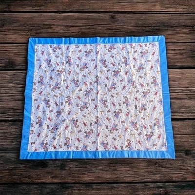 Oso de peluche vaquero de franela azul bebé manta de recepción borde satinado 34 1/2"x40 1/2" Foto 1 de 4