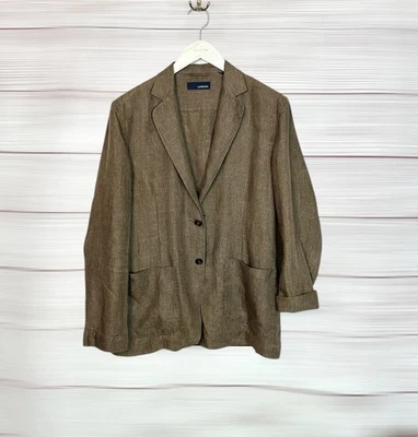 LARDINI Linen Blazer Unlined Patch Pocket Taupe Brown Lightweight Italy Men's XL - Image 1 of 4