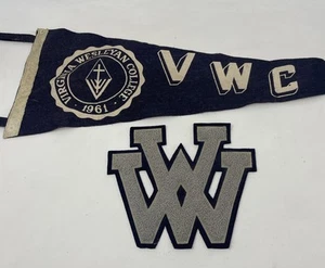 Vintage Virginia Wesleyan College VWC With Pennant And Variety Letter 1960s - Picture 1 of 7