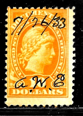 HICK GIRL-OLD USED U.S. DOCUMENTARY SC#R245  LIBERTY HEAD ISSUE 1917       X5977 - Image 1 of 2