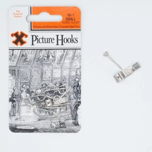 X Picture Hooks Nickel Plated + Pins No.1 Pack of 5 Chrome/Silver - Picture 1 of 4
