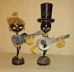 2 Vintage Ideal Japan Magnetic Bottle Openers ~ Man & Woman Banjo/Guitar Players - Picture 1 of 6