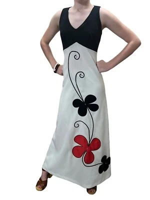 Maxi Vestido S~M De Colección Años 60 70 Novedad FALDA DE FLORES POWER Sin Mangas Hippie BOHO Foto 1 de 4