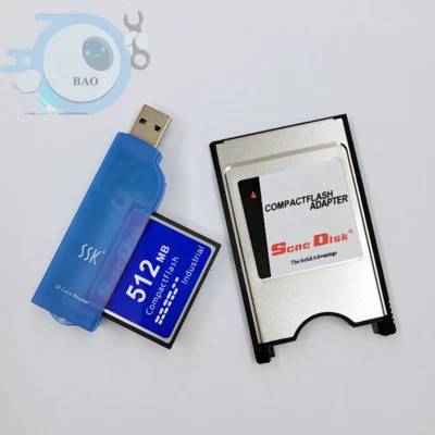 3 piece set NEW CNC 512MB CF CF card+CF-PCMCIA adapter+SSK USB2.0 card reader - Image 1 of 3