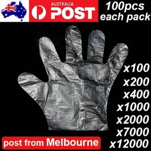 100pcs Disposable Plastic Gloves Transparent Food Handling Hygienic Clear - Picture 1 of 5