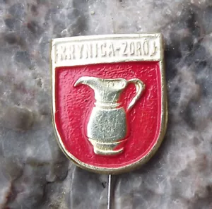 Vintage Krynica Zdroj Polish City Poland Heraldic Crest Coat of Arms Pin Badge - Picture 1 of 2