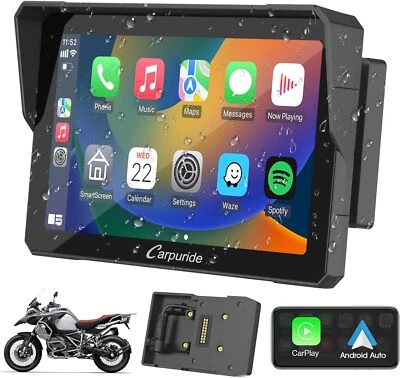 Carpuride W702B Carplay Android Auto Waterproof Touchscreen GPS Navigation Moto - Image 1 of 4