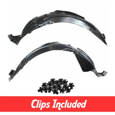 Front Driver & Passenger Side Fender Liner Set w/ Clips For 2007-2013 Acura MDX - Image 1 of 4