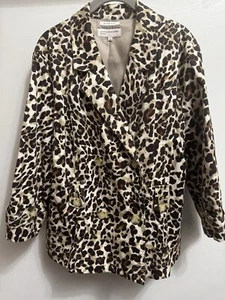 Jones New York Blazer Jacket Woman’s Animal Print Brown & Cream Stretch Size XL - Picture 1 of 10