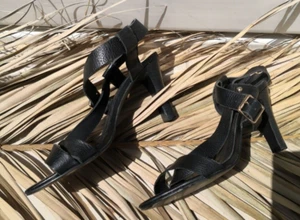 MINELLI Sandalen schwarz genarbtes Leder mit Absätzen Gr. 36 FR guter Zustand - Bild 1 von 10