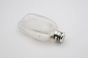 Antique Victorian Silver Topped Glass Hip Flask Hallmarked Sheffield - Picture 1 of 9