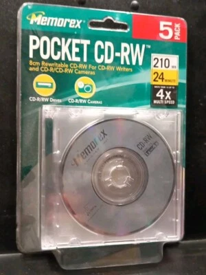 MEMOREX Pocket CD-RW 210MB 24 MIN 4X Multi Speed  5 Pack - NEW - Image 1 of 4