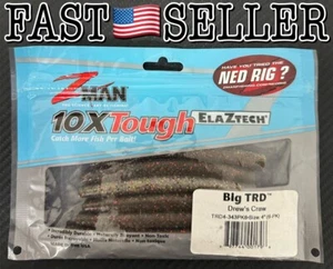 6-Pack Z-Man BIG TRD NED RIG Finesse 4" ElaZtech Worms Fishing Lure, Drew’s Craw - Picture 1 of 5