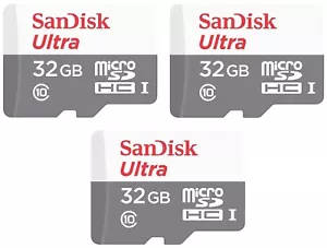 SanDisk 32GB Ultra MicroSD 100MB/s UHS-I C10 Micro SDHC for Smartphones (3 Pack) - Picture 1 of 3