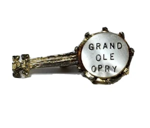 Vintage 1970's Grand Ole Opry Souvenier Banjo Pin Mother Of Pearl Gold Small - Picture 1 of 13