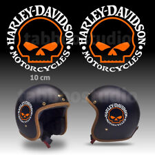 2 Harley-Davidson biker motorrad Sticker aufkleber zweifarbig Helm weiß orange