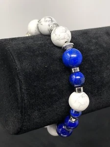 Royal Howlite - Lapis Lazuli Stretch Bracelet 10mm Reiki 1 Of A Kind P17 - Picture 1 of 9