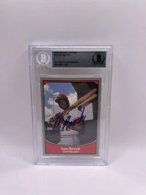 Lou Brock Signed 1990 Pacific Legends #12 Card Beckett Auto - Image 1 of 2