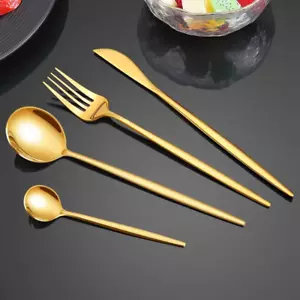 Luxury Stainless Steel Dinnerware Set Cutlery Fork Knife Spoon Tableware 24pcs - Foto 1 di 9