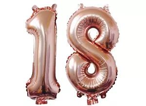 16" 18 Rose Gold Number Balloons 18th Birthday Party Anniversary Foil Balloon US - Picture 1 of 1