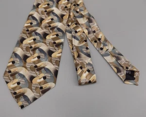 Corbata con guión de Martin Wong 100 % seda 57 pulgadas diseño abstracto EE. UU. - Imagen 1 de 6