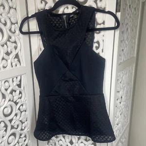 Country Road Navy Size XS Peplum Top Panel Detail Blouse Size XS - Picture 1 of 11