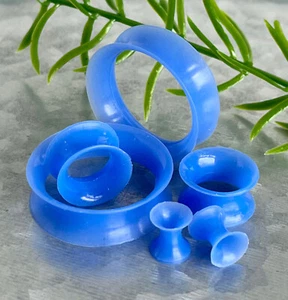 PAIR Super Soft Thin Silicone Tunnels Ear Skins Plugs Gauges Body Jewelry - Picture 1 of 9