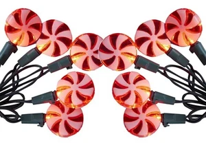 Plug In Peppermint Candy Cane Christmas Party String Light Set - Holiday Decor - Picture 1 of 1