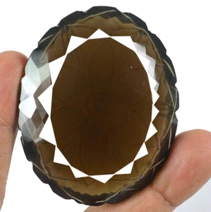 387.35 Ct Huge Natural Smoky Quartz Unheated Oval Shape Backside Carved Gemstone - Picture 1 of 4