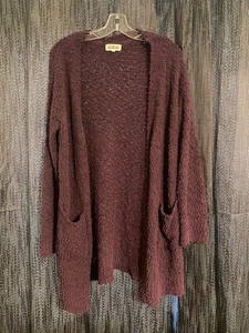 Listicle Damen Gr. Small lila leichte Sherpa offene Strickjacke Pullover - Bild 1 von 5