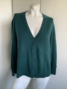 Maglione cardigan Charter Club donna taglia Large 100% cashmere verde scollo a V - Foto 1 di 5