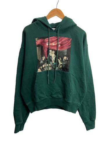 Felpa con cappuccio OFF WHITE S cotone GRN tinta unita OMBB037E20FLE003