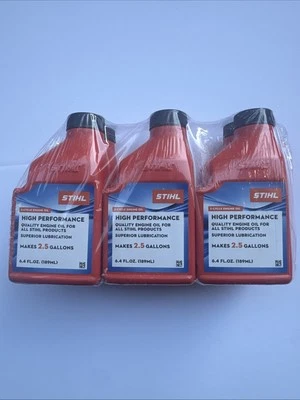 Paquete de 6 aceites de motor STIHL 2,5 galones HP de alto rendimiento de 2 ciclos 6,4 fl oz nuevos en paquete Foto 1 de 2