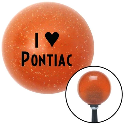Black I <3 PONTIAC Orange Metal Flake Shift Knob w/ M16x1.5 Insert Shifter Auto - Image 1 of 4