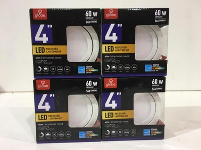 Globo eléctrico delgado giratorio 4PK de 4 pulgadas Kit empotrado LED integrado acabado blanco Foto 1 de 3