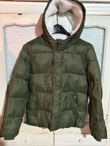 Abercrombie cappotto giacca puffer accogliente foderato sherpa bambino taglia 13/14 verde - Foto 1 di 3