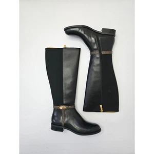 MICHAEL Michael Kors Women's Finley Tall Riding Boots Blk/Brown Size 7.5WS NWT - Picture 1 of 14